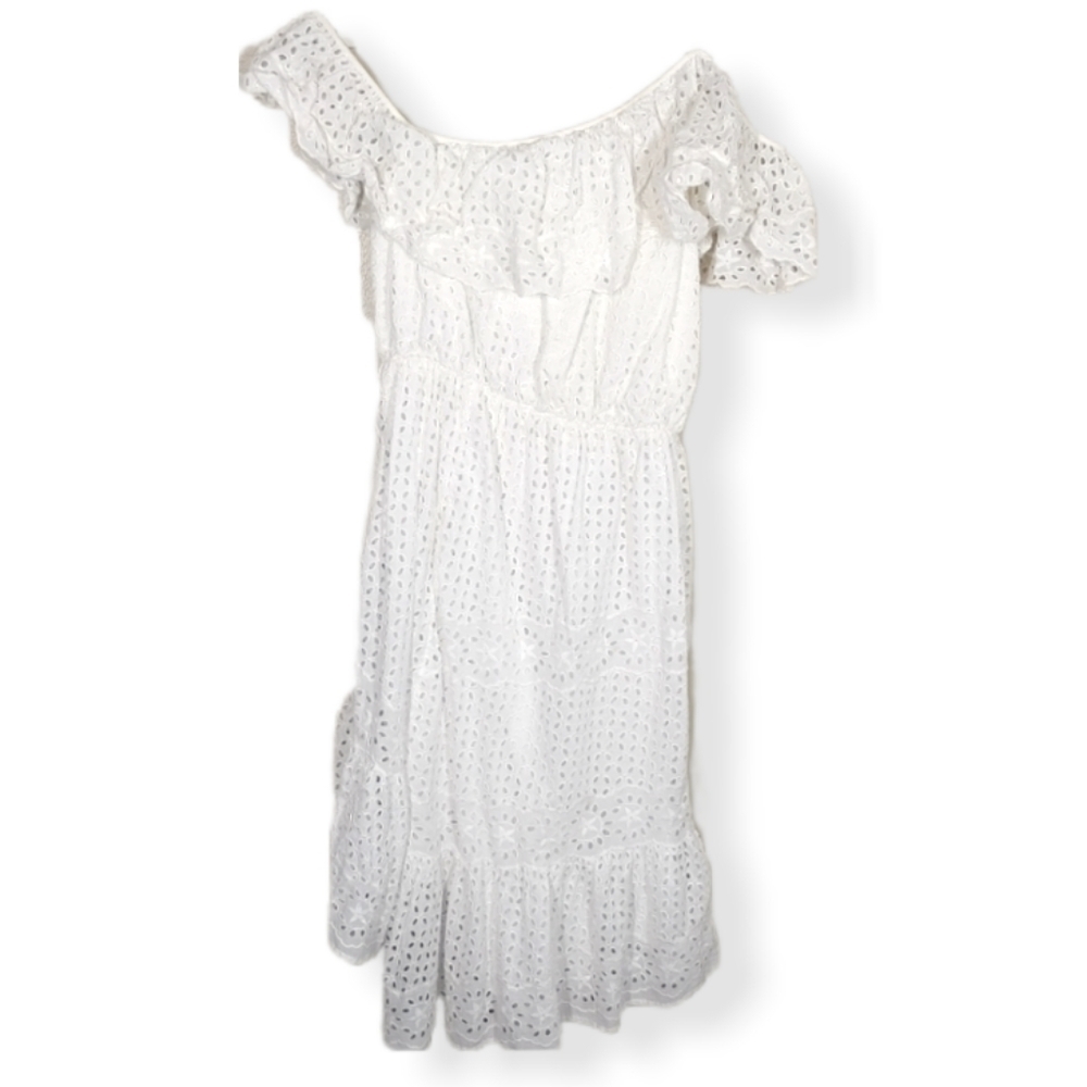 Joie White Eyelet Off the Shoulder Dress Large